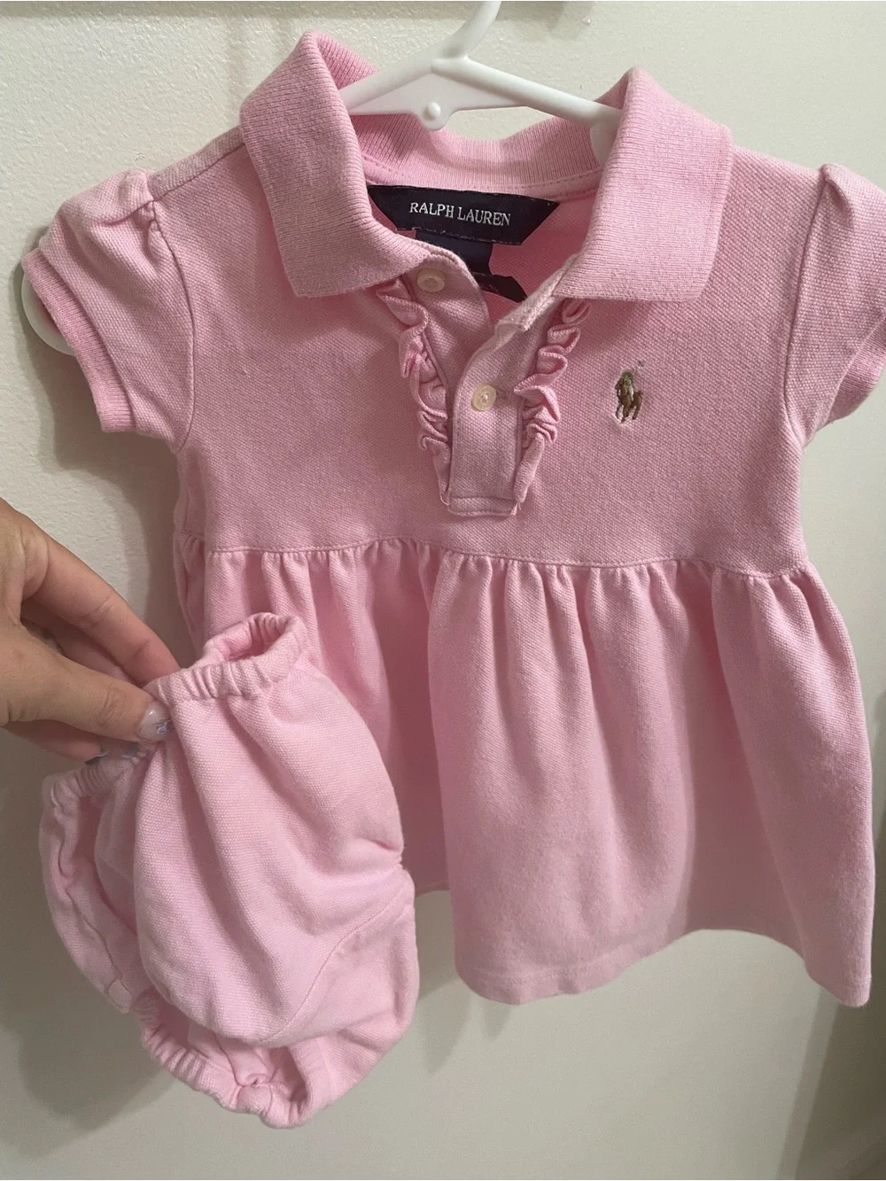 Ralph Lauren Light Pink Polo Dress with Matching Bloomers